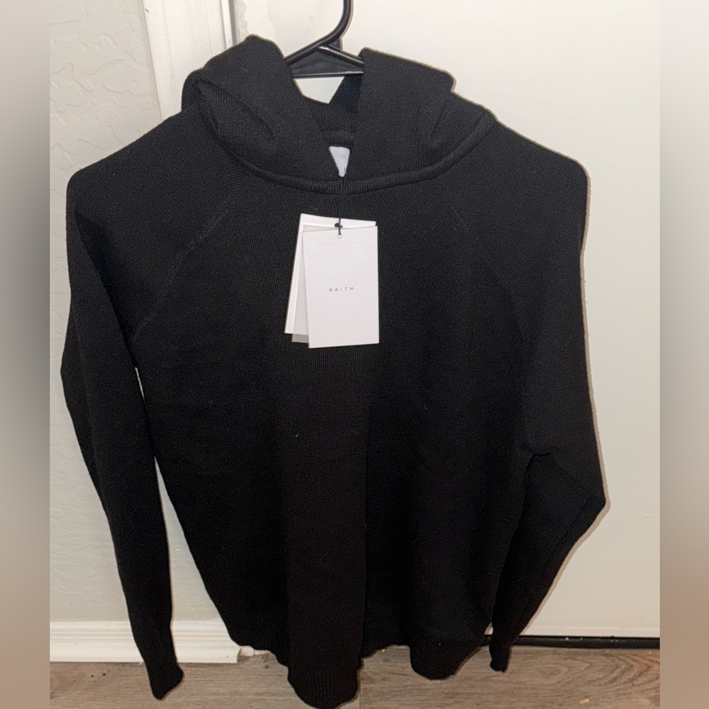 Raith ROWAN KNITTED HOODIE - BLACK Men’s Size Medium